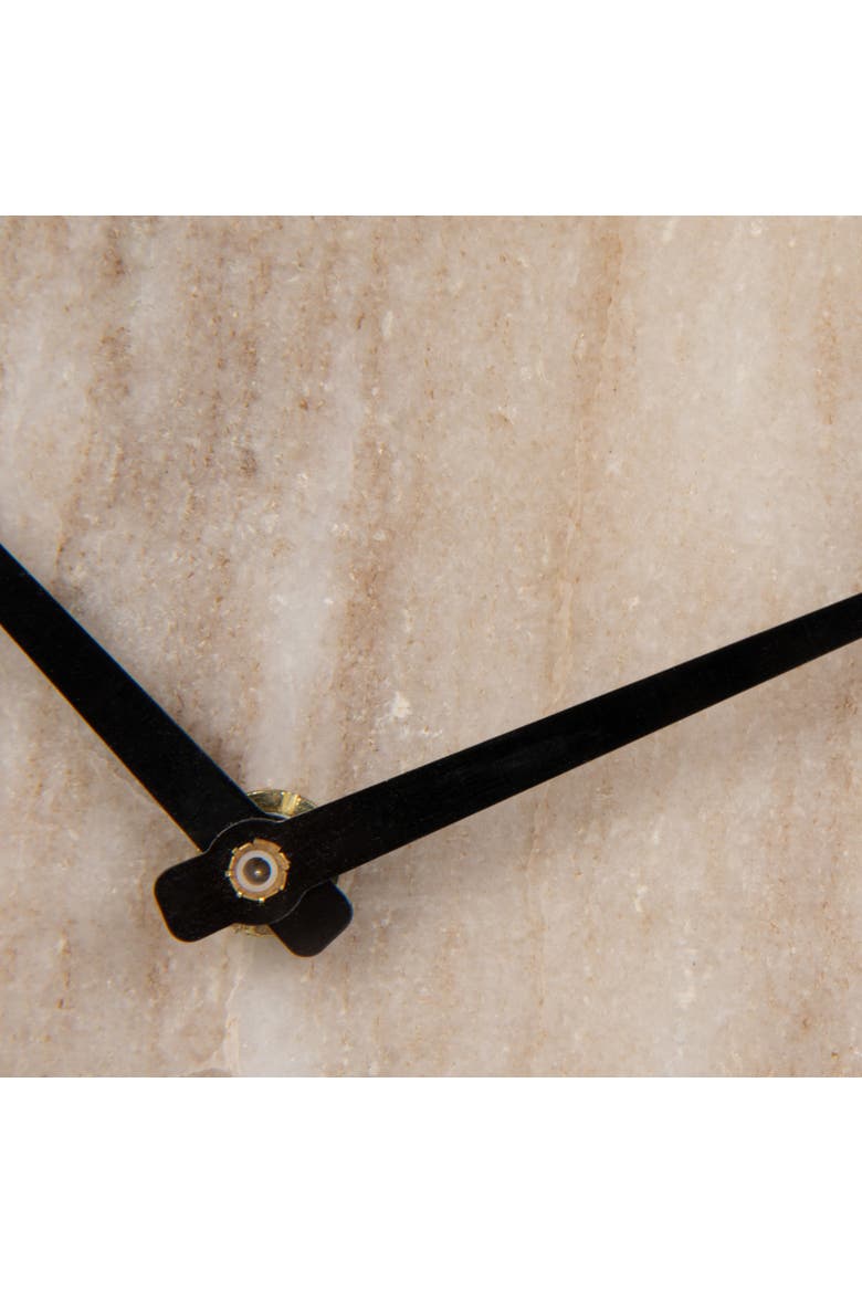 Decorative Half Moon Marble Mantel Clock, Beige and Black, Alternate, color, Natural
