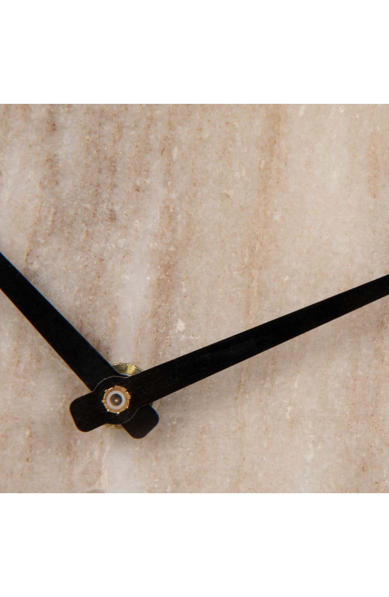 Storied Home Decorative Half Moon Marble Mantel Clock, Beige and Black, Alternate, color, Natural