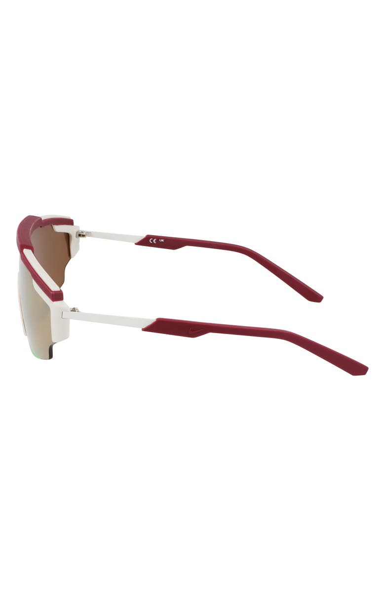Nike Marquee Edge 64mm Oversize Shield Sunglasses, Alternate, color, Night Maroon/ Bronze Mirror