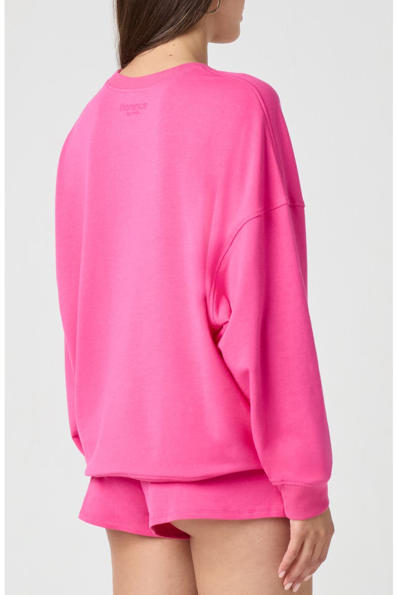 Sporty Terry Crew Sweatshirt, Alternate, color, FUCHSIA