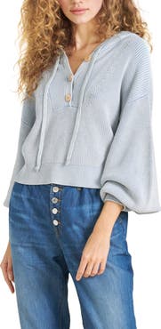 Veronica Beard Ursina Hooded Blouson Sleeve Cotton Sweater