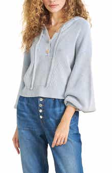 Veronica Beard Ursina Hooded Blouson Sleeve Cotton Sweater
