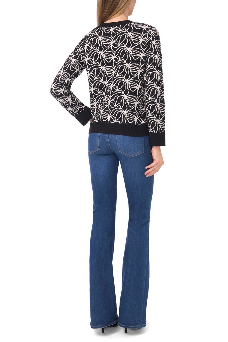 Jacquard Crewneck Sweater, Alternate, color, RICH BLACK