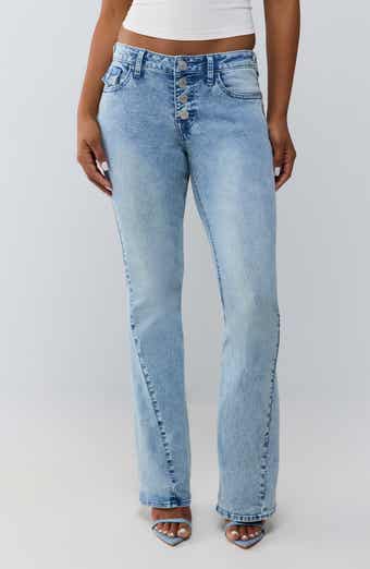 Joey Button Front Flap Flare Jeans