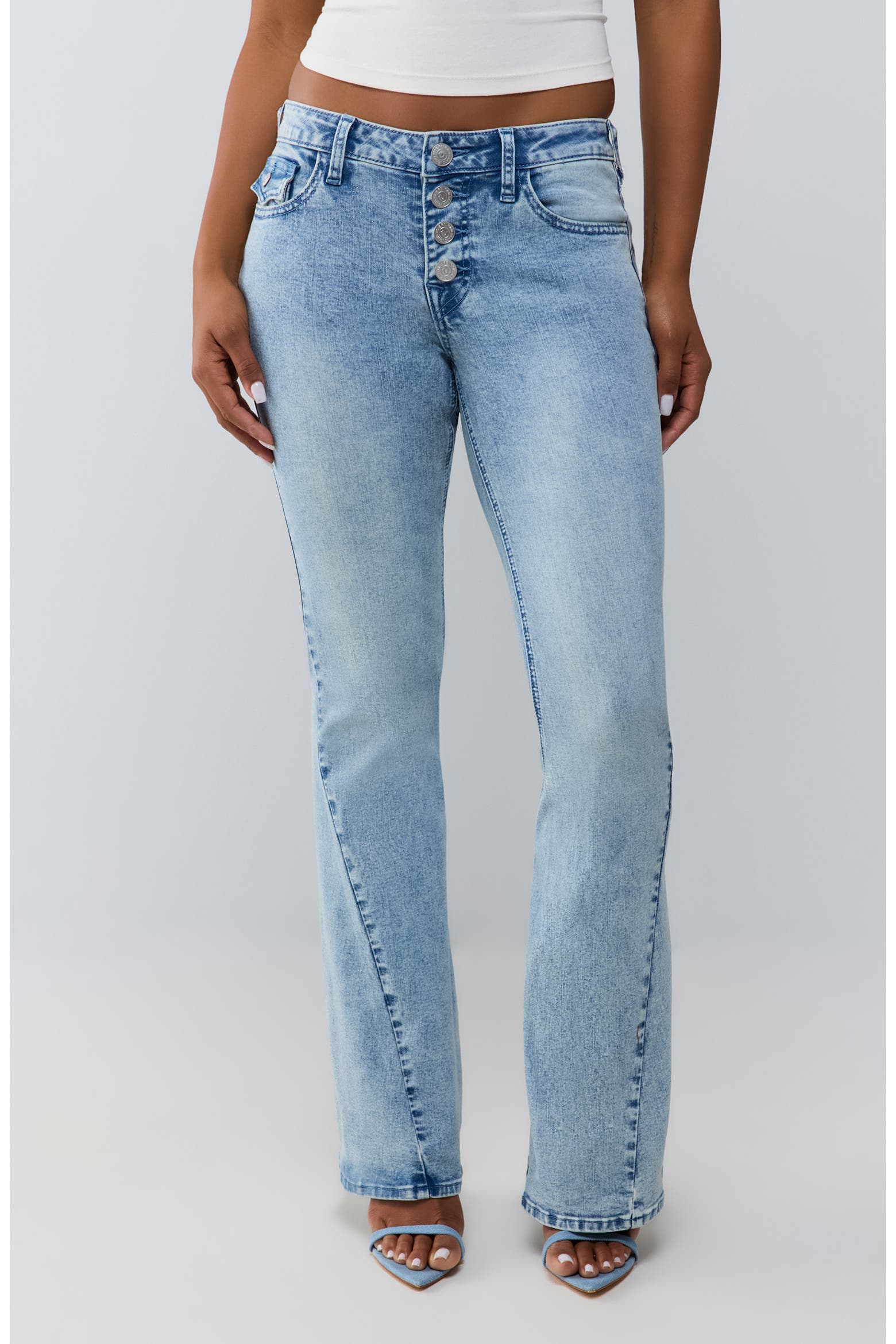 Joey Rack True Religion Joey Button Front Flap Flare Jeans (Women) | Nordstromrack