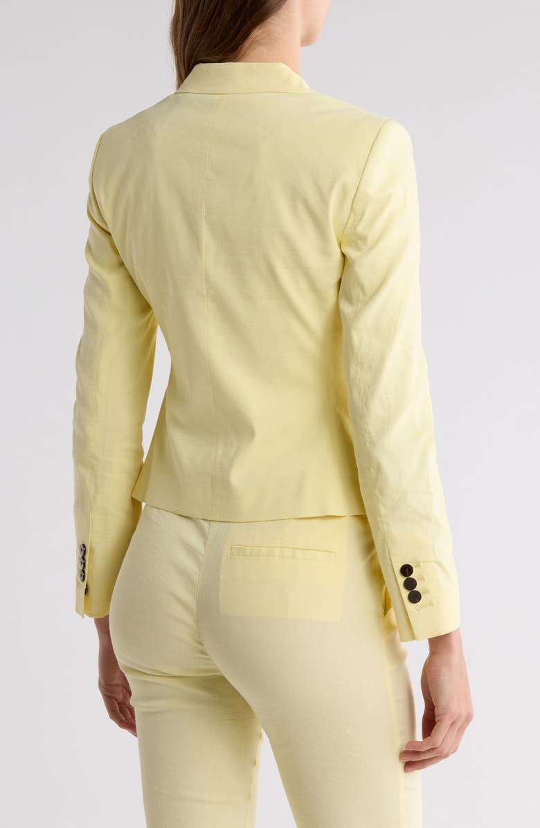 Theory Shrunken Stretch Linen Blend Blazer, Alternate, color, Lemon