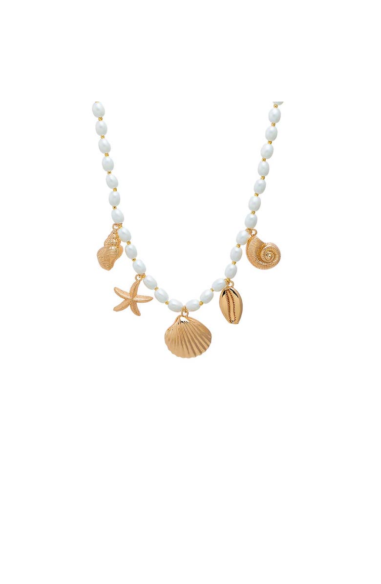 BY ADINA EDEN Pearl Ocean Charm Necklace, Main, color, Pearl White