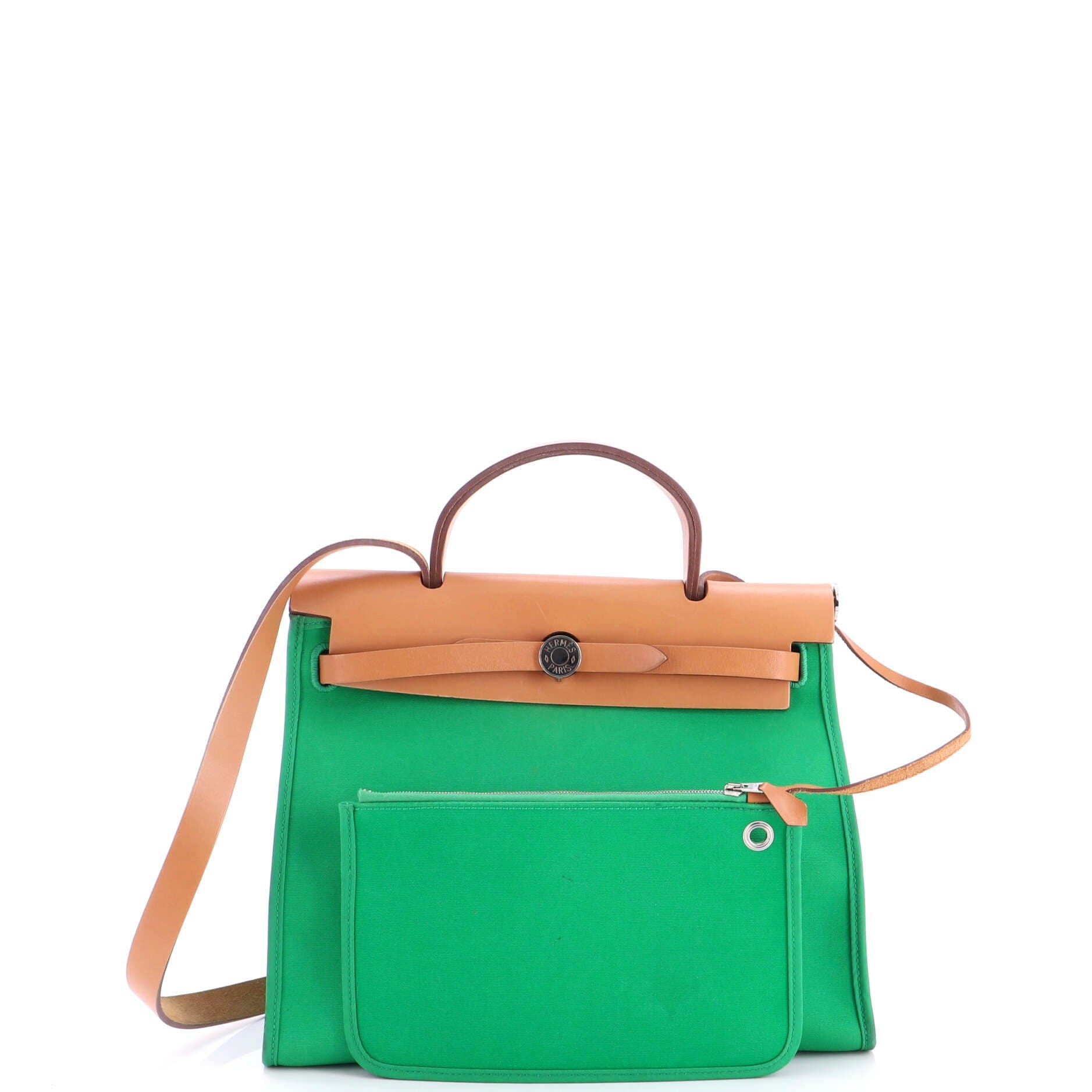 Herbag Zip Leather and Toile 31, Alternate, color, Green