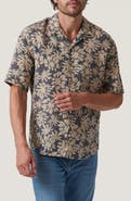 34 Heritage Bloom Print Short Sleeve Linen Button-Up Shirt