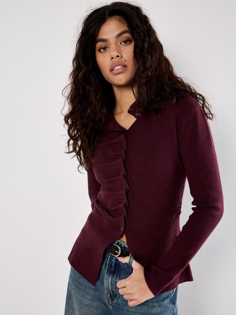 Pleat Button Knit Top