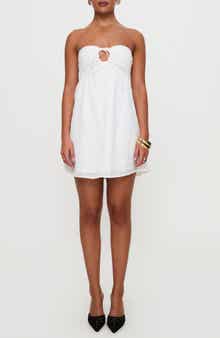 Princess Polly Rosenberg Strapless Jacquard Babydoll Minidress