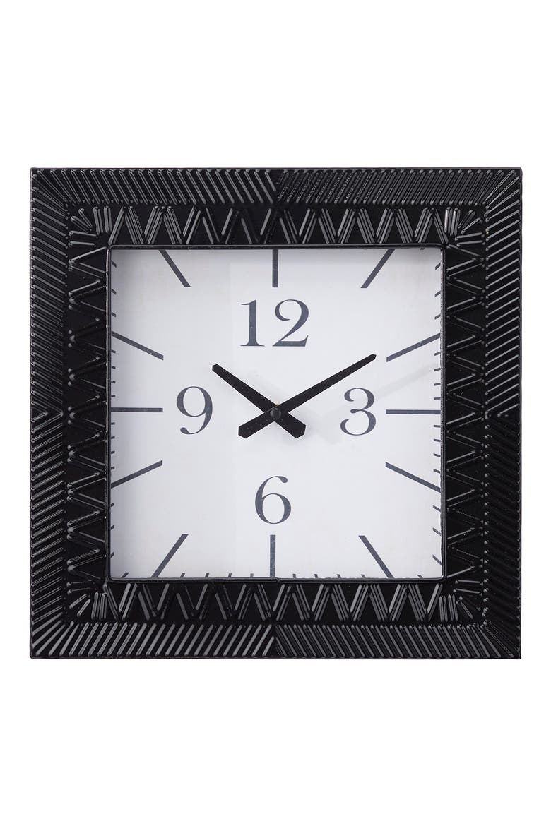 Black Metal Modern Wall Clock, Main, color, BLACK
