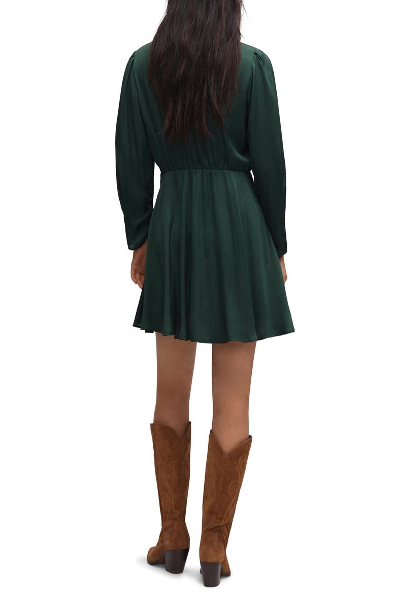 MANGO Long Sleeve Faux Wrap Satin Minidress, Alternate, color, 