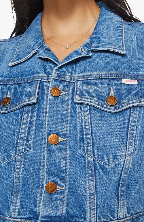 Mother Snacks! The Chiclet Denim Crop Vest In Blue