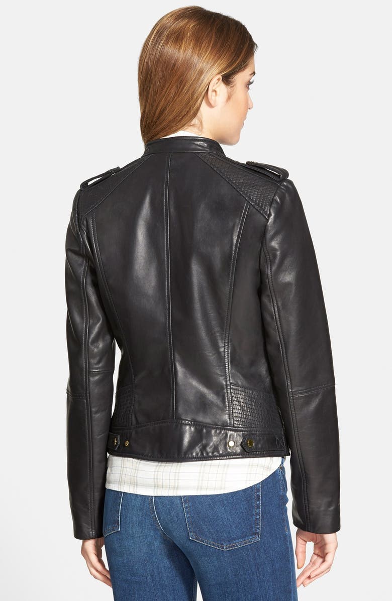 Bernardo Asymmetrical Zip Leather Moto Jacket, Alternate, color, 