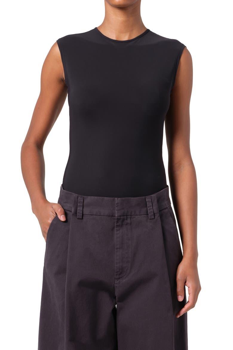 Aura Cap Sleeve Bodysuit, Main, color, BLACK