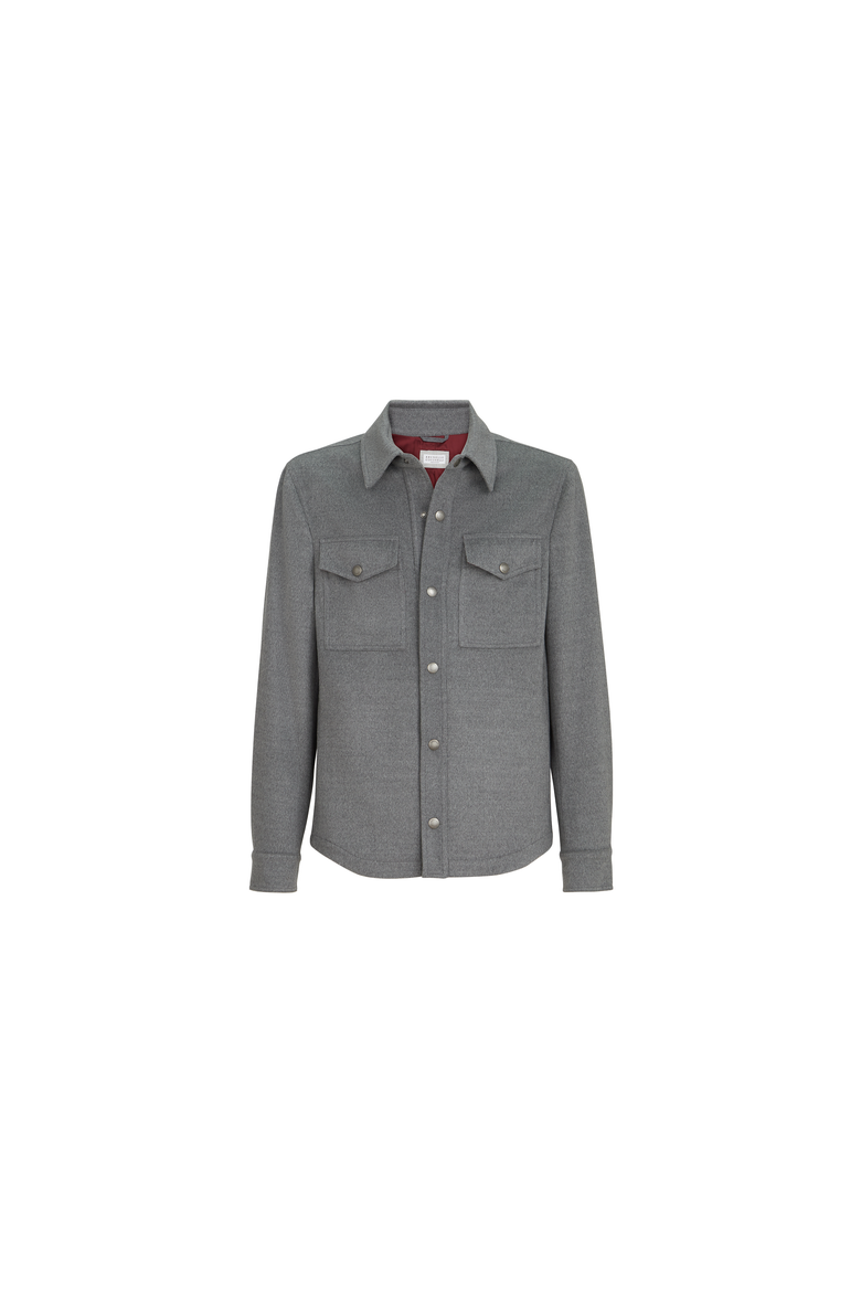 Lightweight virgin wool cloth shirt-style outerwear jacket, Alternate, color, Grey