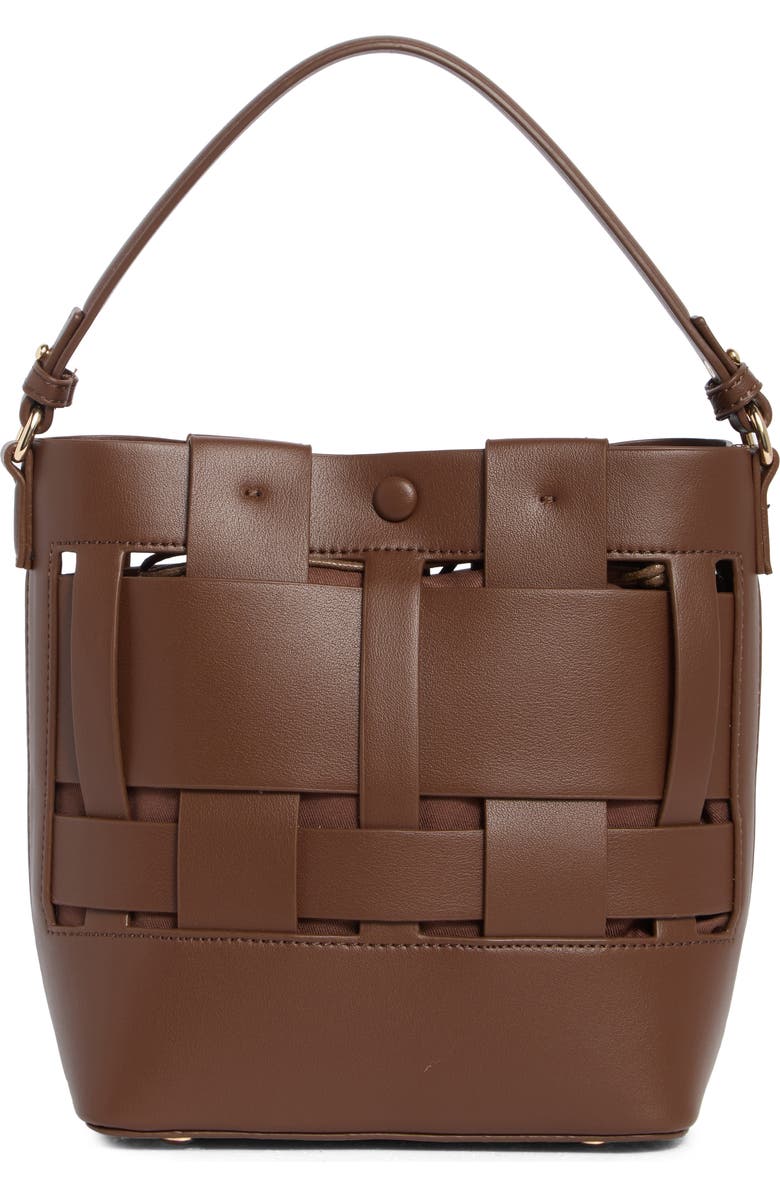 URBAN EXPRESSIONS HANDBAGS Woven Bucket Shoulder Bag, Main, color, Chocolate