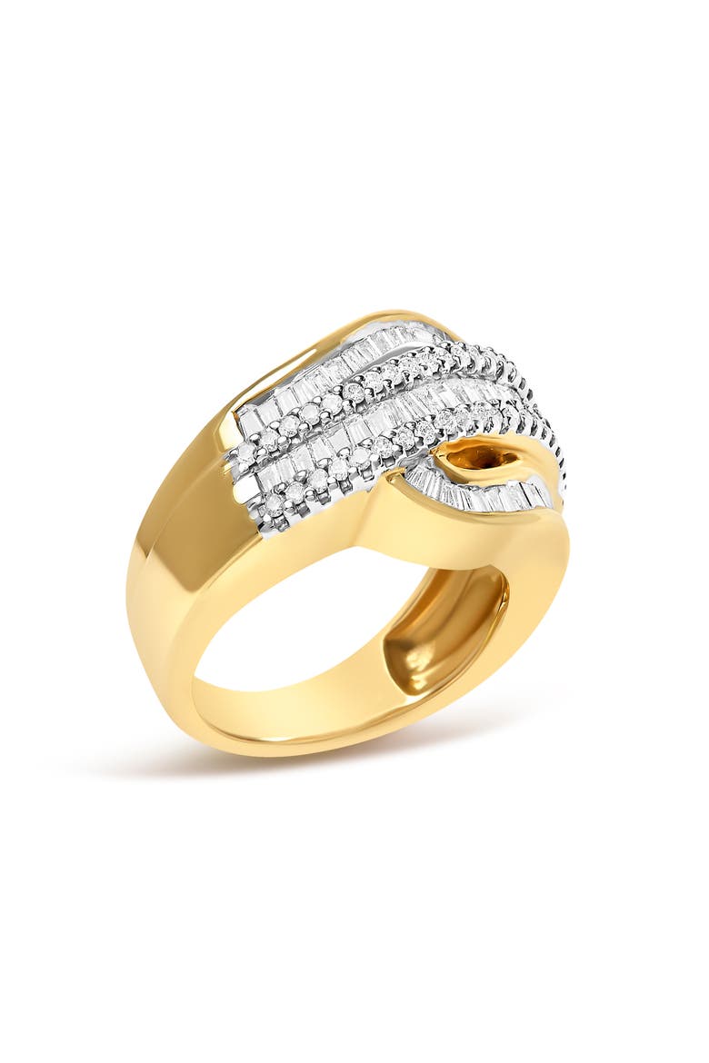 14K Yellow Gold 1.0 Cttw Diamond Wave Design Band Ring, Alternate, color, Yellow Gold