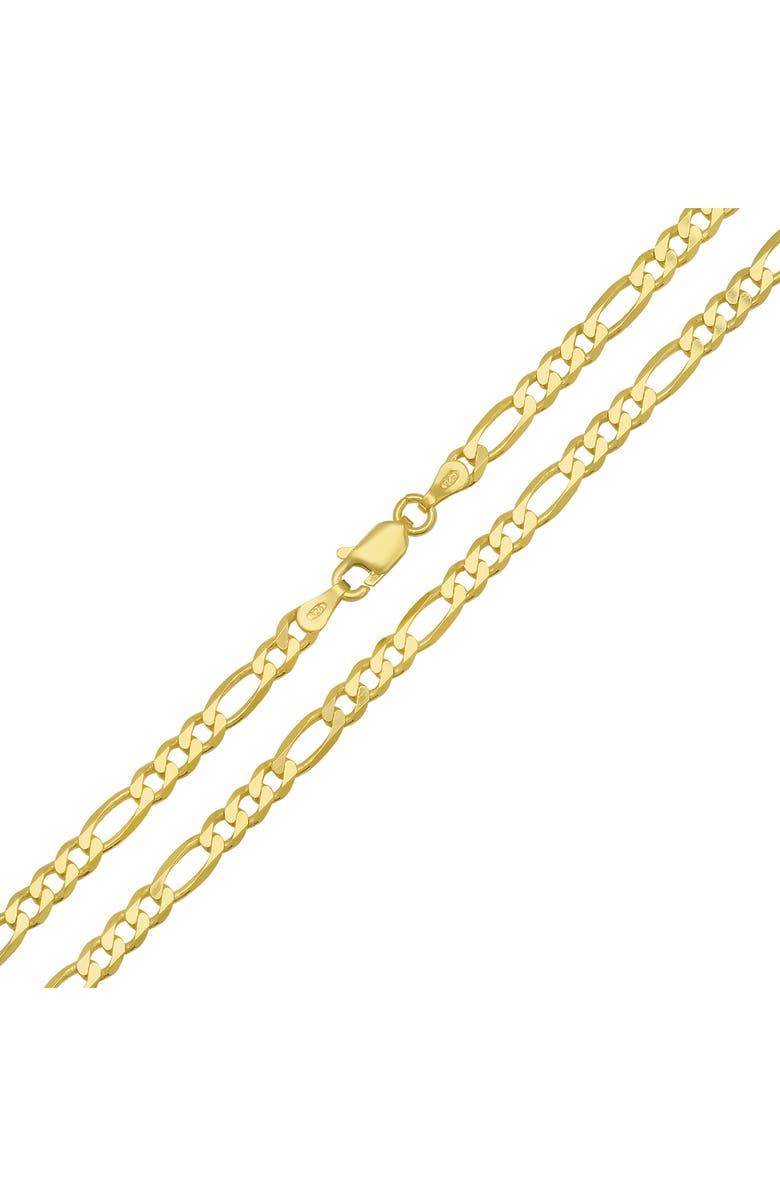 Queen Jewels Sterling Silver Italian Figaro Chain Necklace, Alternate, color, Gold