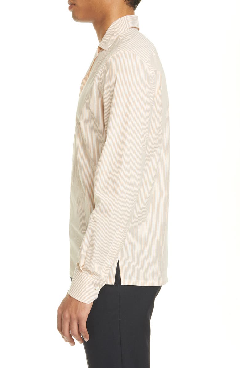 Eidos Trim Fit Pinstripe Button-Up Camp Shirt, Alternate, color, 