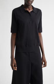 LOULOU DE SAISON Migo Short Sleeve Cashmere Polo Sweater