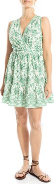 MAX STUDIO Floral V-Neck Empire Waist Minidress