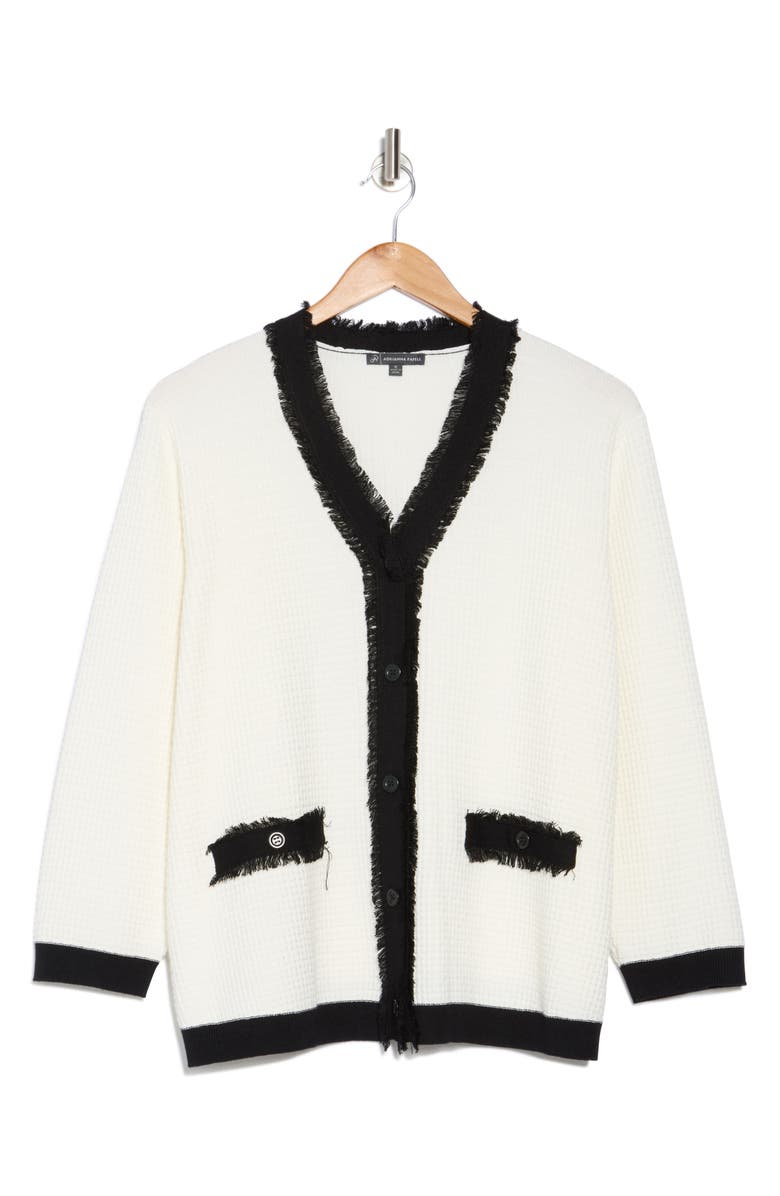 Adrianna Papell Frayed Edge Colorblock Cardigan, Alternate, color, 