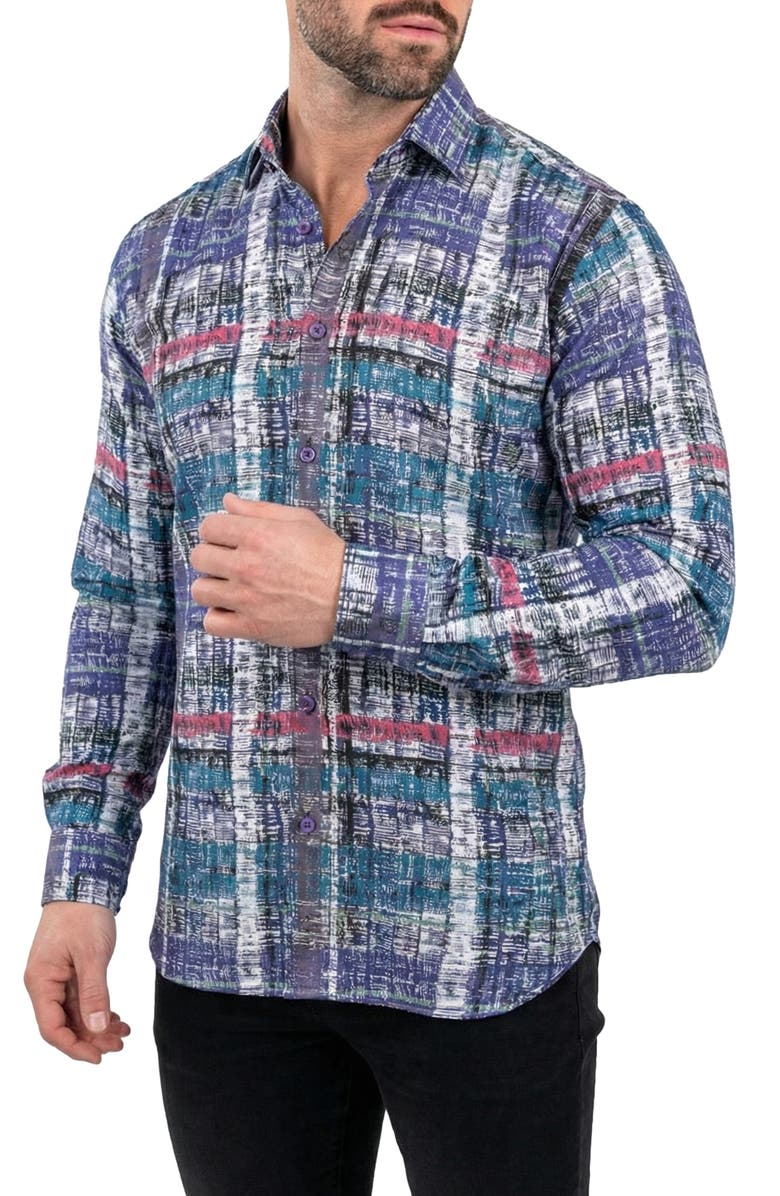 Maceoo Fibonacci Marthyr 0307 Contemporary Fit Button-Up Shirt, Alternate, color, Blue