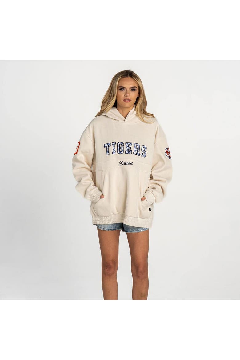 Women's The Wild Collective  Cream Detroit Tigers Oversized Cord Tri-Blend Hoodie, Main, color, Cream