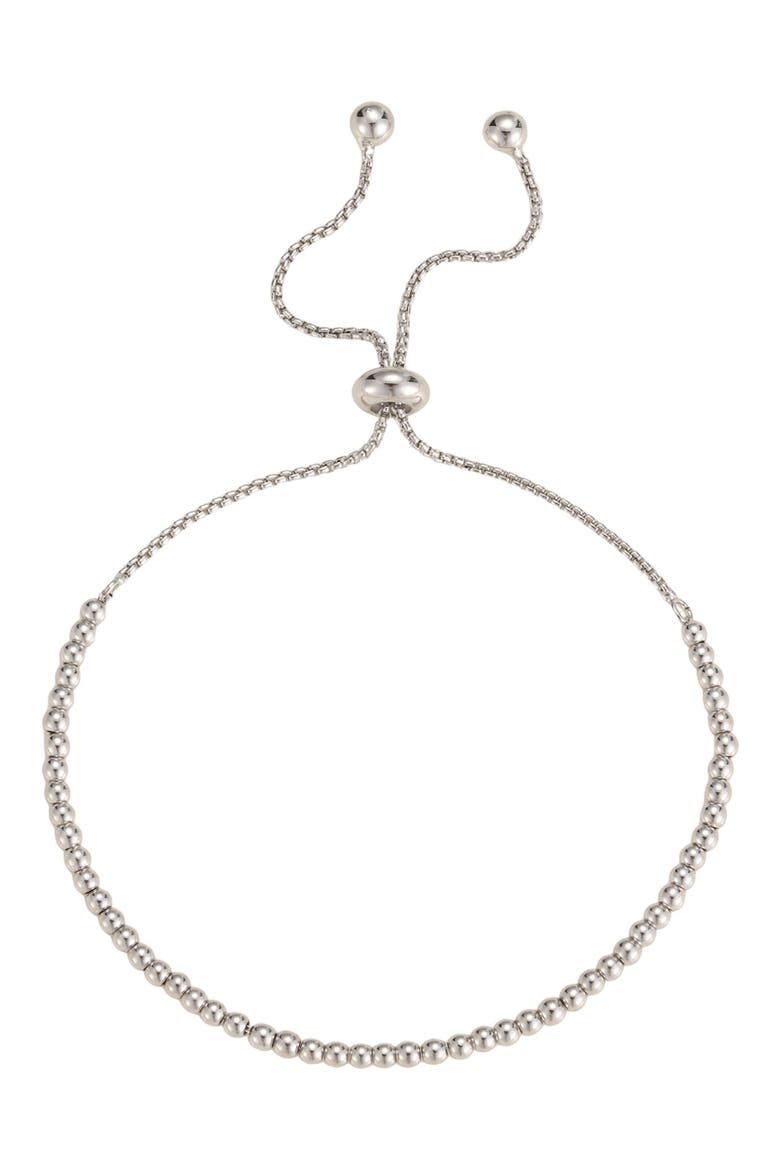 14k Gold Plated Beaded Slider Bracelet, Main, color, SILVER