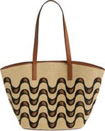 FARM Rio Large Embroidered Raffia Basket Tote