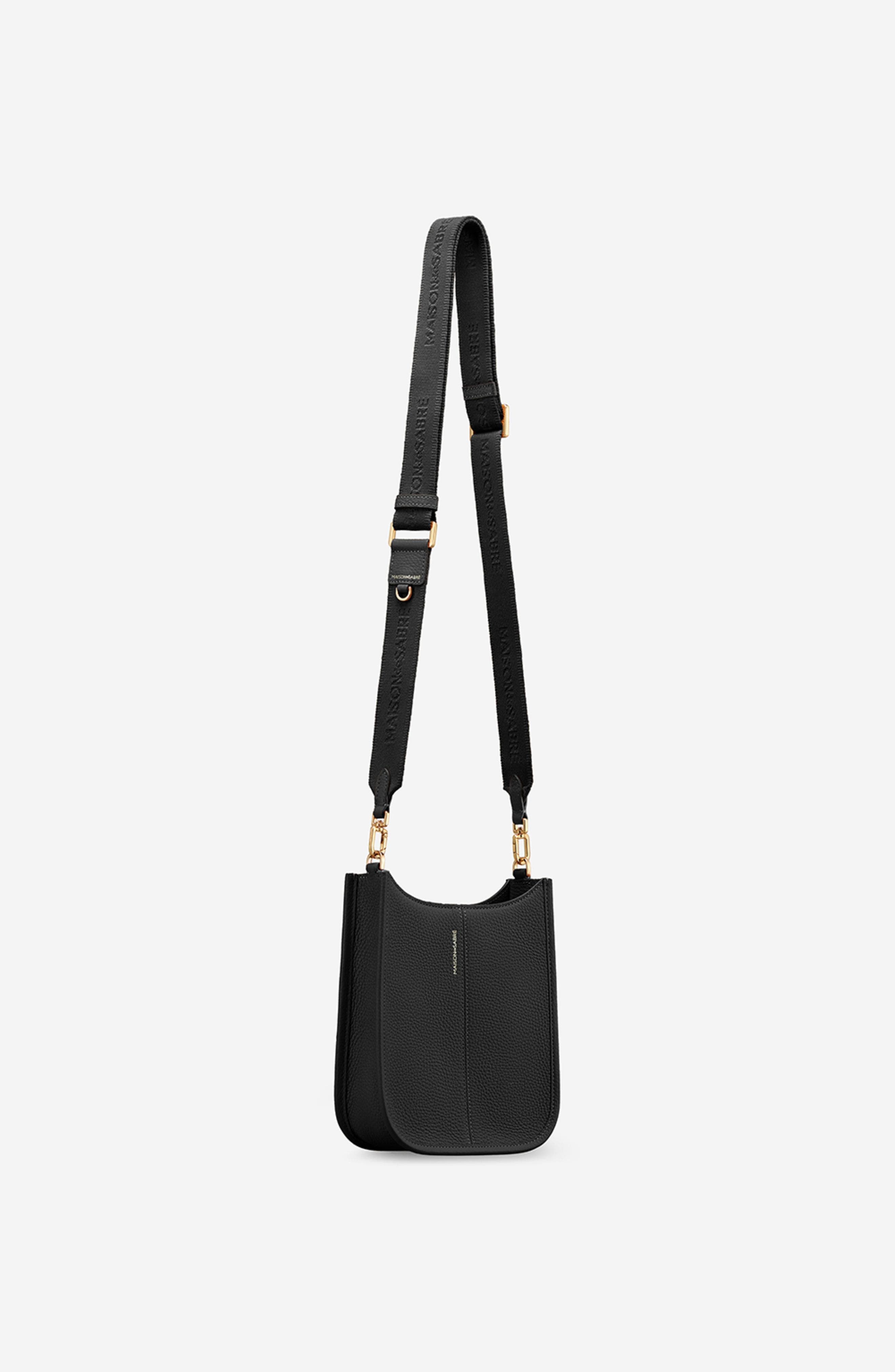 MAISON de SABRÉ Leather Mini Saddle Bag, Alternate, color, Black Caviar