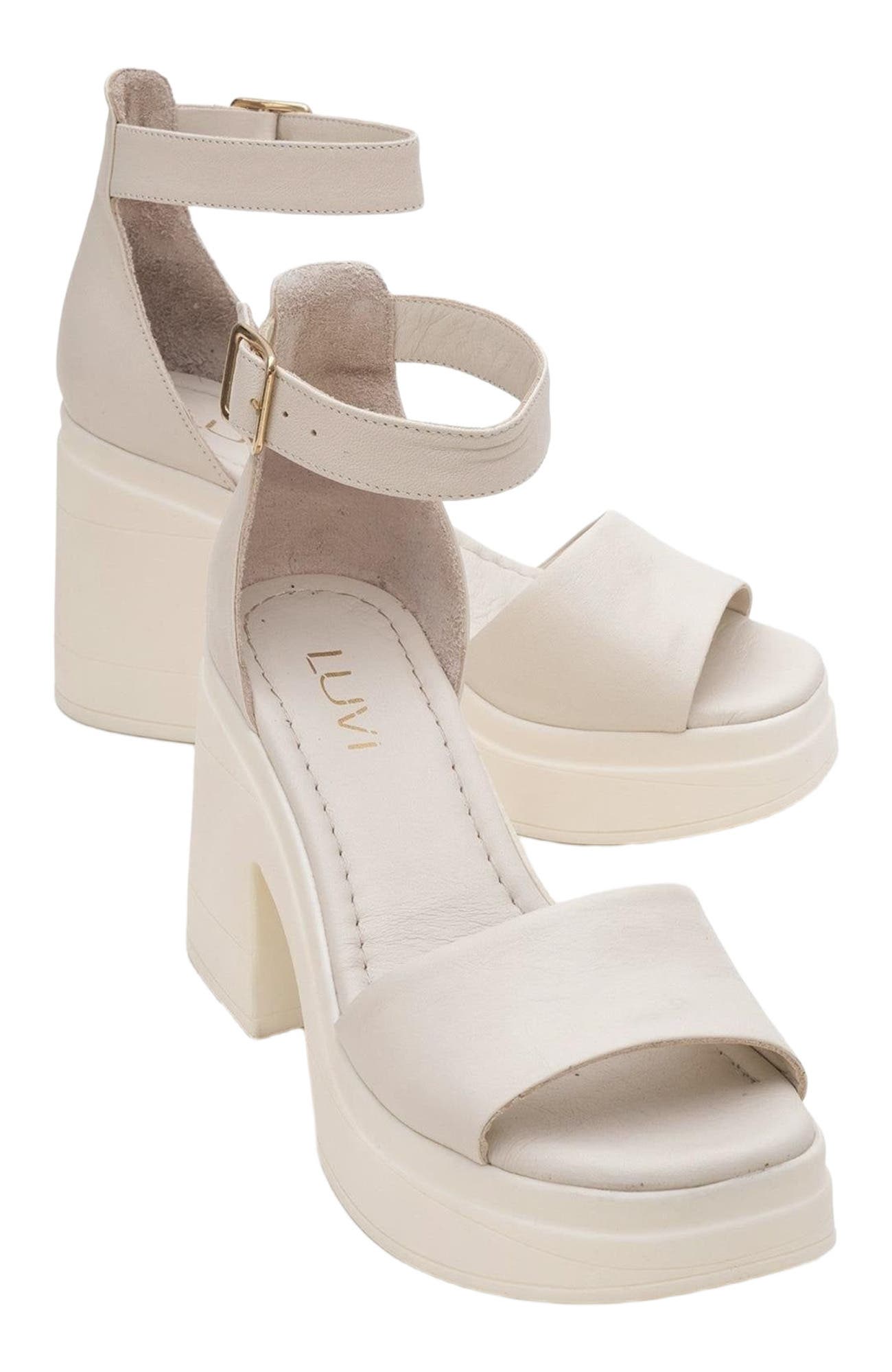 Margot Leather Platform Sandal, Alternate, color, Beige Leather