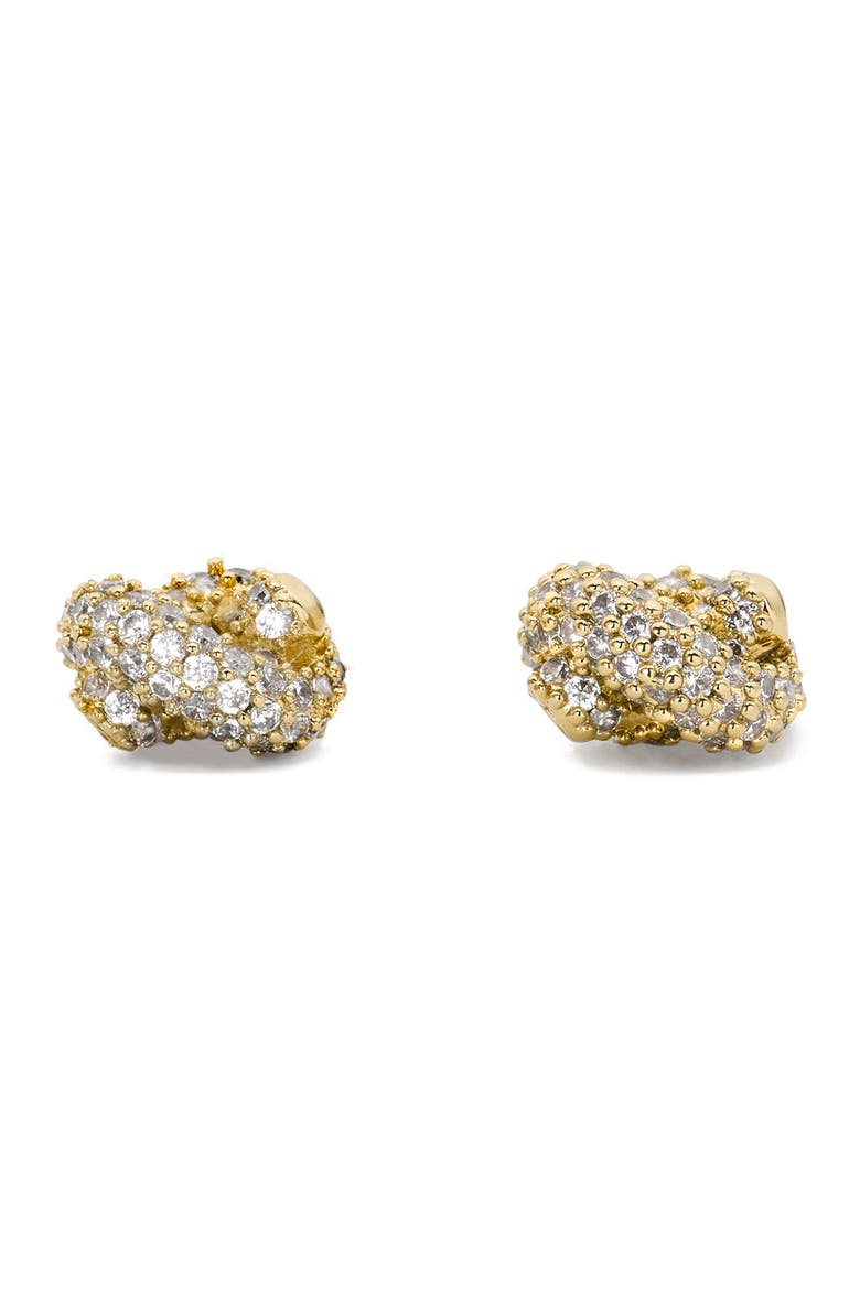 Pavé Knot Stud Earrings, Main, color, CLEAR/ GOLD.
