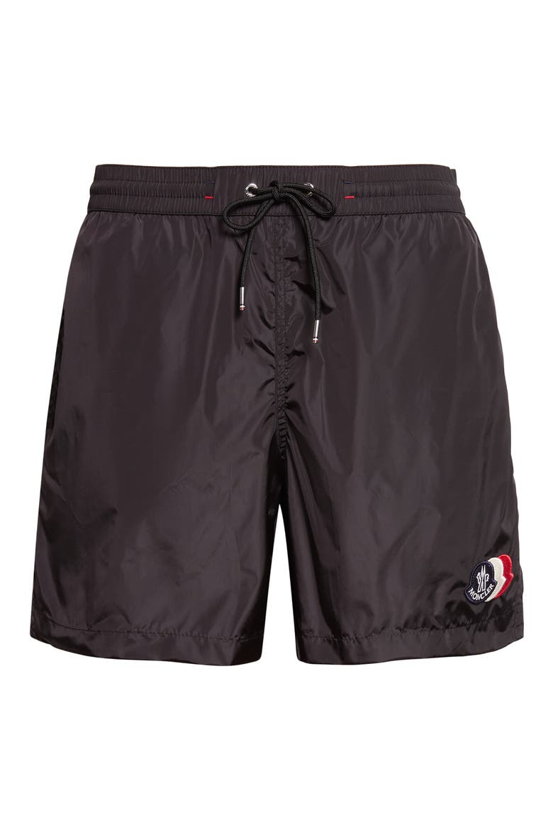 Logo Patch Swim Trunks, Alternate, color, BLACK