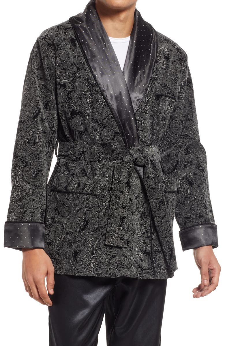 Majestic International Ashears Velour Smoking Jacket, Main, color, 