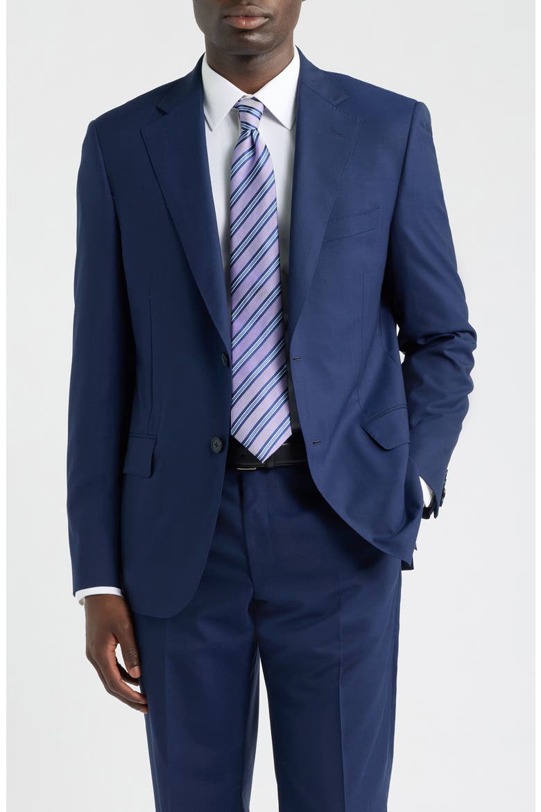 Solid Blue Zegna Wool Suit, Alternate, color, BLUE