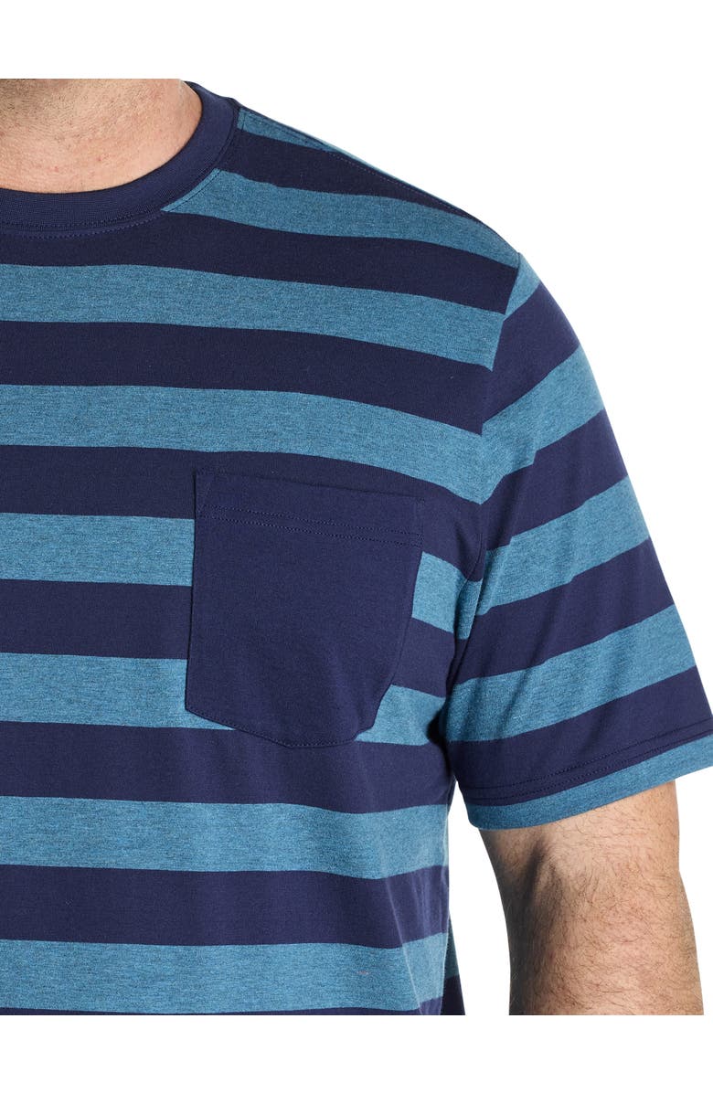 Harbor Bay by DXL Big & Tall Moisture-Wicking Striped Pocket T-Shirt, Alternate, color, Corsair Blue Heather