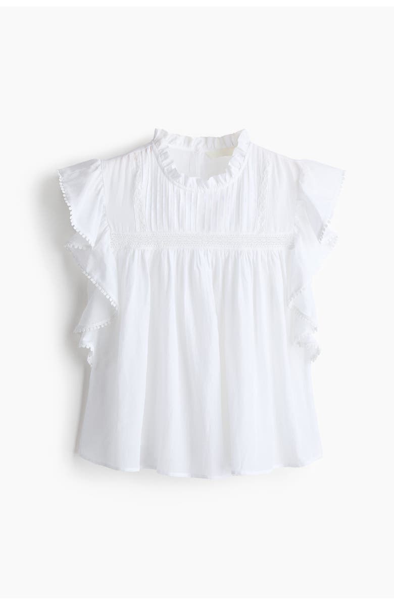 H&M Frill-trimmed Blouse, Main, color, White