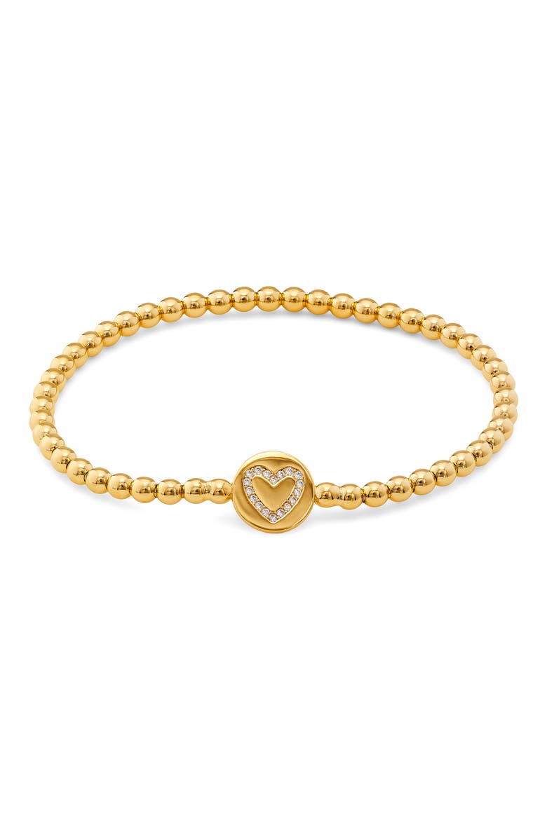 Heart Beaded Stretch Bracelet, Main, color, GOLD