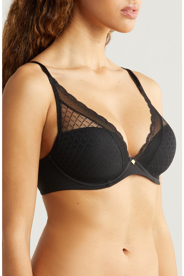 Norah Chic Plunge T-Shirt Bra, Alternate, color, BLACK