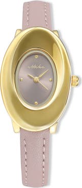 Ettika Thick Dome Quartz Leather Strap Watch, 24mm x 36.8mm