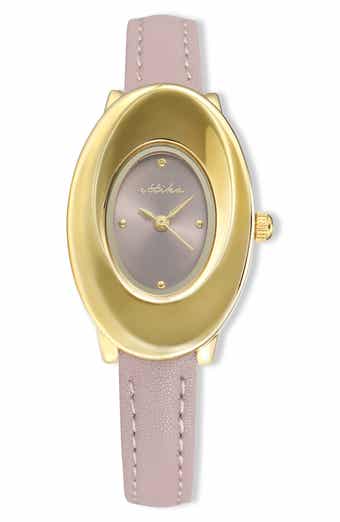 Thick Dome Quartz Leather Strap Watch, 24mm x 36.8mm