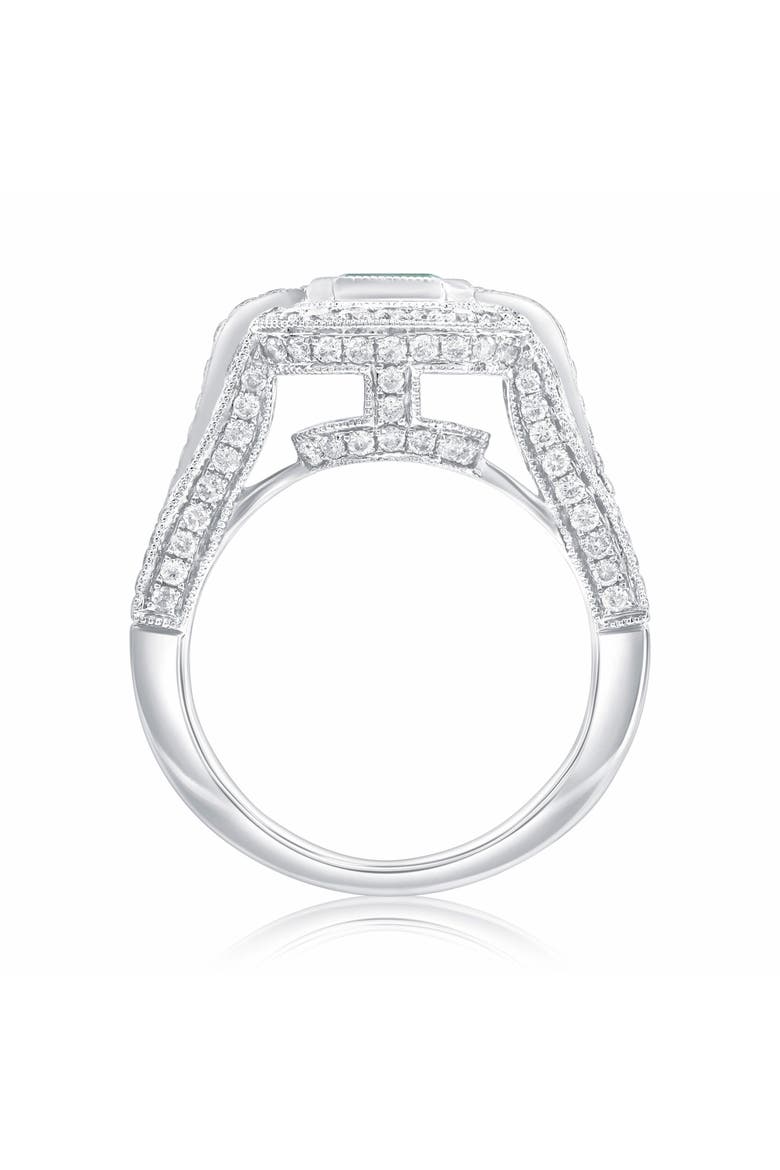 14K Gold 1.02ct Emerald & 1.13cttw Diamond Ring, Alternate, color, Green