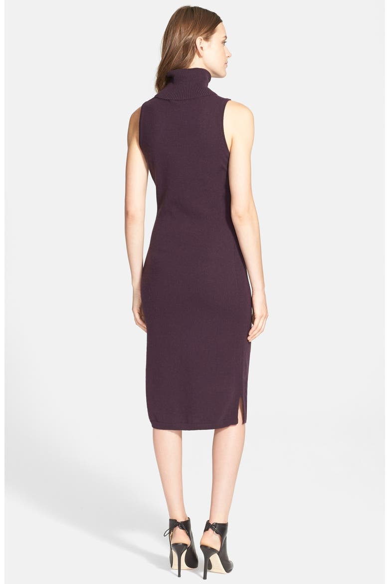 Sleeveless Cashmere Turtleneck Dress, Alternate, color, DAMSON