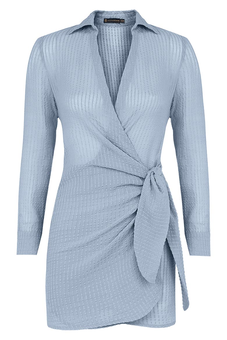 Lia Long Sleeve Cotton Cover-Up Dress, Alternate, color, BLUE