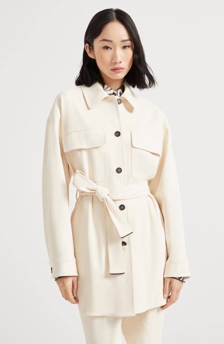 Brunello Cucinelli Twill blazer with monili, Alternate, color, Panama