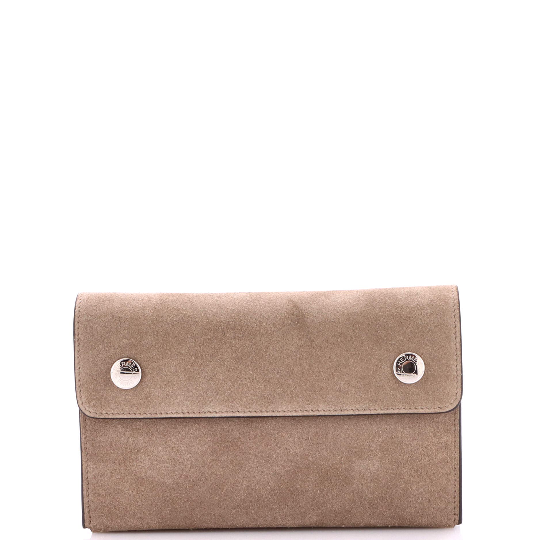 Pre-Owned Hermes Hermesnap Wallet Bag Grizzly and Swift, Main, color, Etoupe