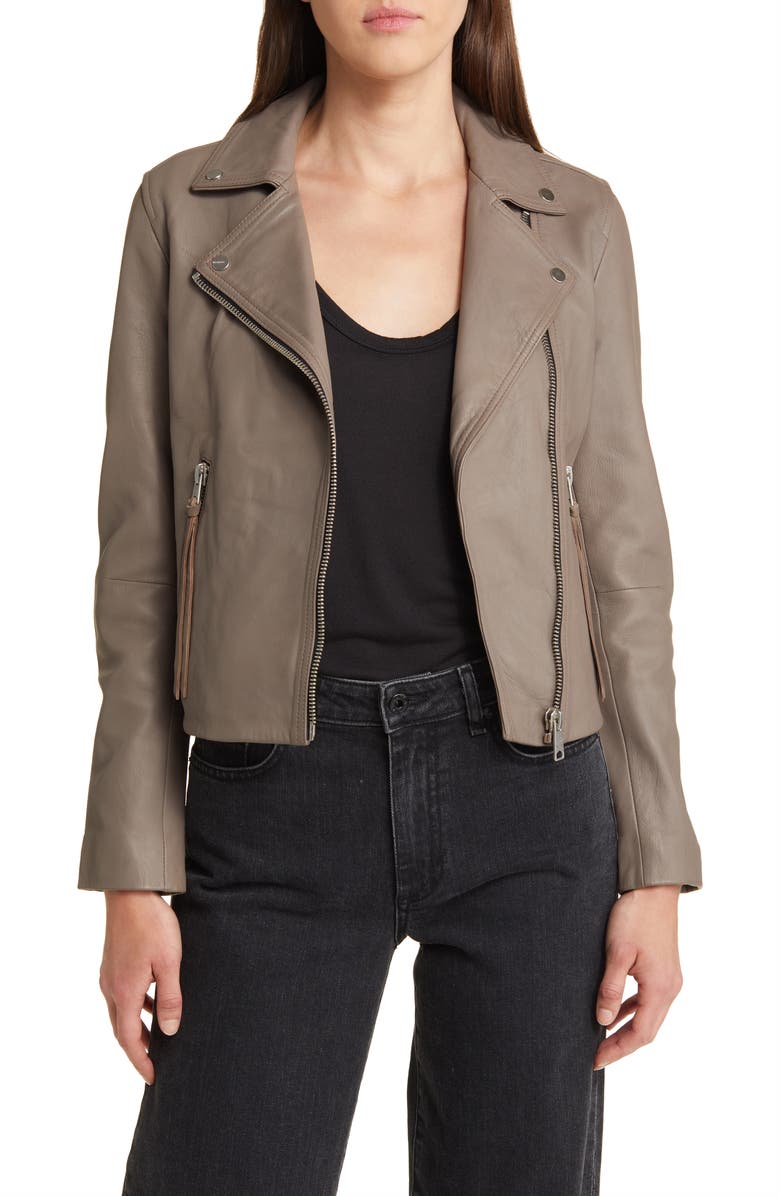 AllSaints Dalby Leather Biker Jacket, Main, color,